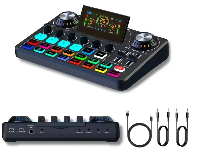 Live Broadcast Blog Equipment Live Sound Card With Microphone Set Bluetooth Audio Recording Mixer for Computer Live Streaming