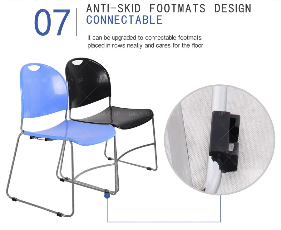 Concise Stacking Banquet Chair With Comfortable Back Large Seat Metal Frame Sled Dining Chair For Student Training And Leisure