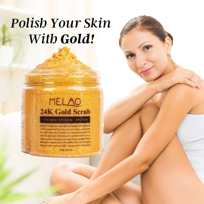 Private Label High Quality Wholesale Suppliers Whitening Deep Cleansing Organic Exfoliating Face Brightening Body 24k Gold