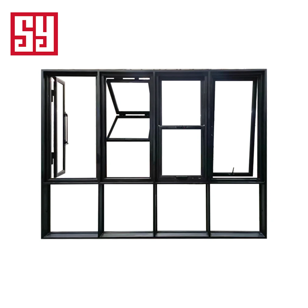 Thermal Break Modern French Iron Operable Casement Windows Vertical Swing Tempered Glass for Living Room Apartment/Villa Heat
