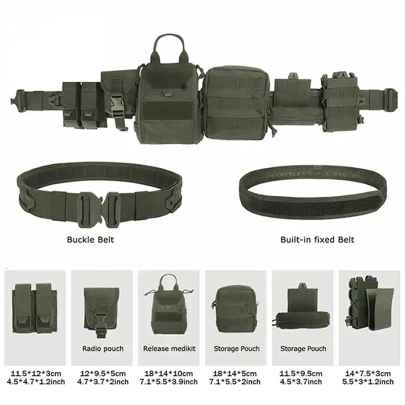 High Duty Tactical Outdoor Security Duty Training Belt Premium Outdoor Eight Piece Set Detachable and Adjustable Training Belts