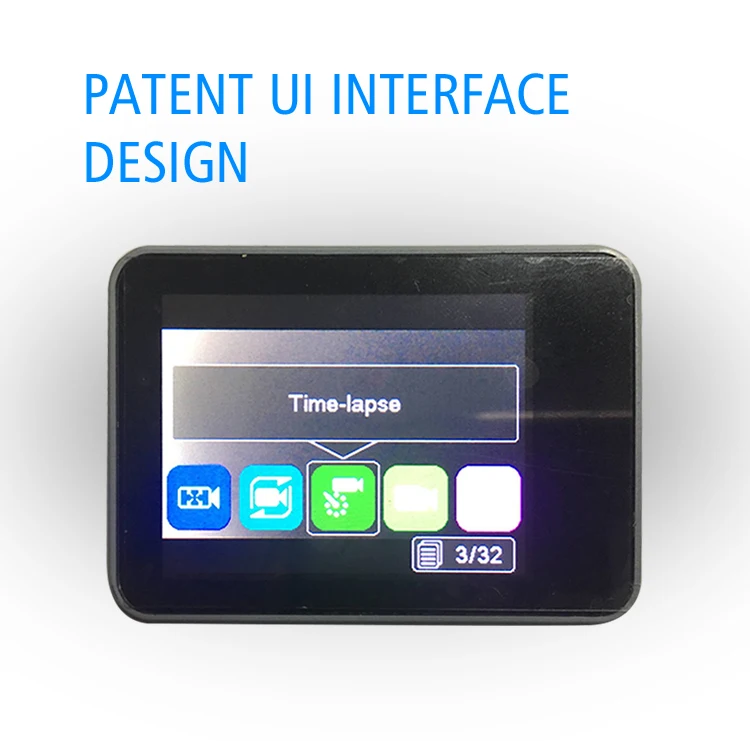 Patent UI design gray waterproof wifi 4k action camera
