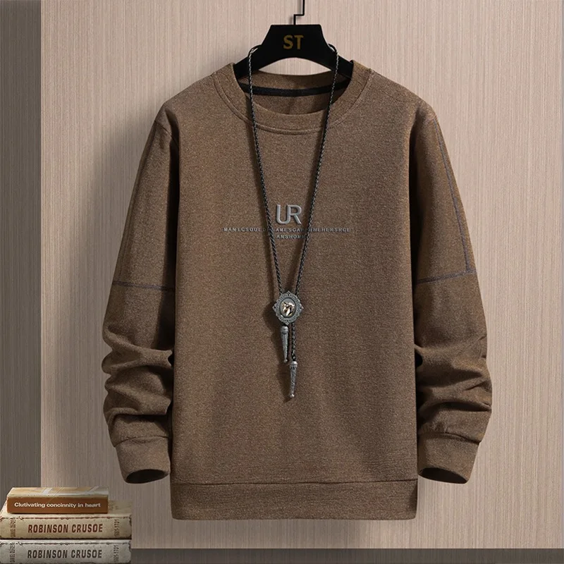 Autumn and Winter Double-sided German Velvet Long Sleeved T-shirt Men's Korean Fashion Plush Sweater Casual Top Men's Clothing
