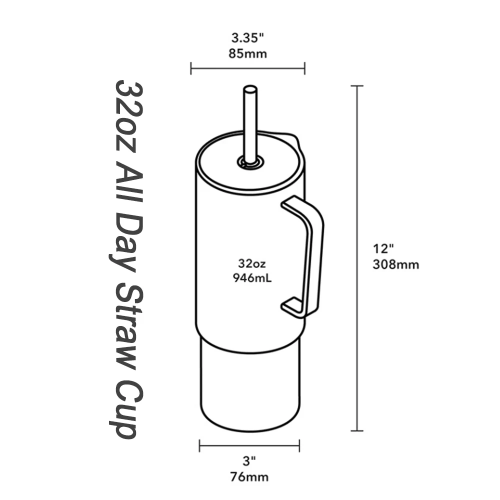 32Oz Sippy Straw Tumbler Stainless Steel Insulated Straw Cup