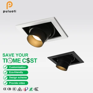 High Quality 10W Indoor LED Spotlight White 15-60° Adjustable Square Ceiling Recessed Energy Saving for Office Hotel MR16/GU10