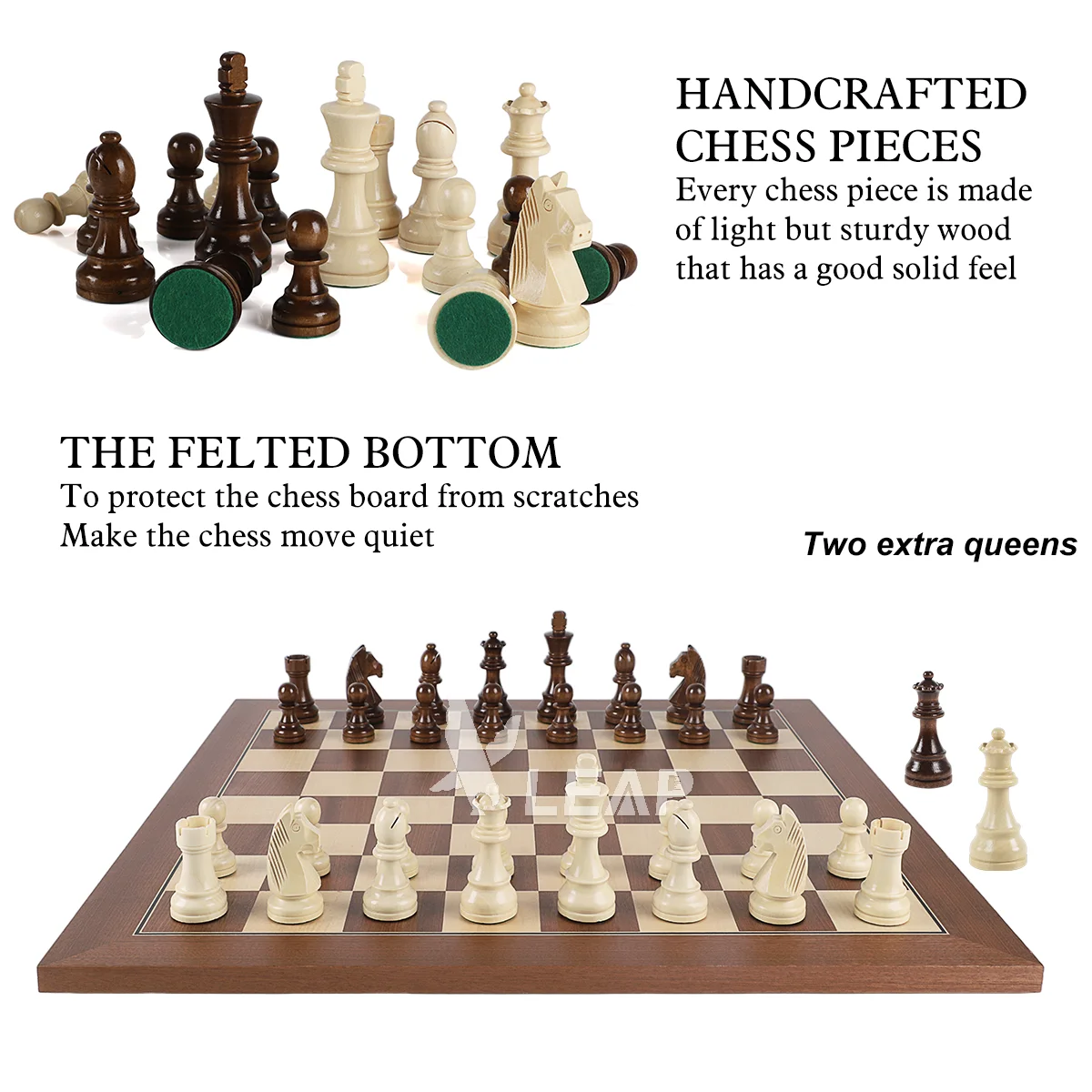 斯汤顿木制棋子重型三重加权锦标赛棋子德阿杰雷斯用于木制象棋游戏