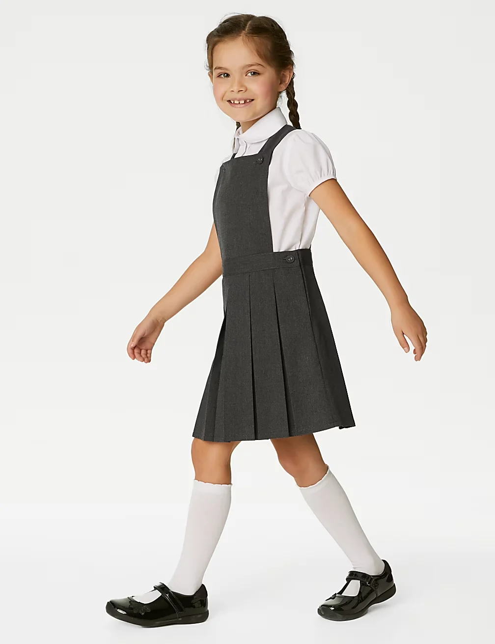 Sleeveless Jumper Pinafore School Uniforms Primary School Pinafore Dresses  Girls' Pleated Bib School Pinafore