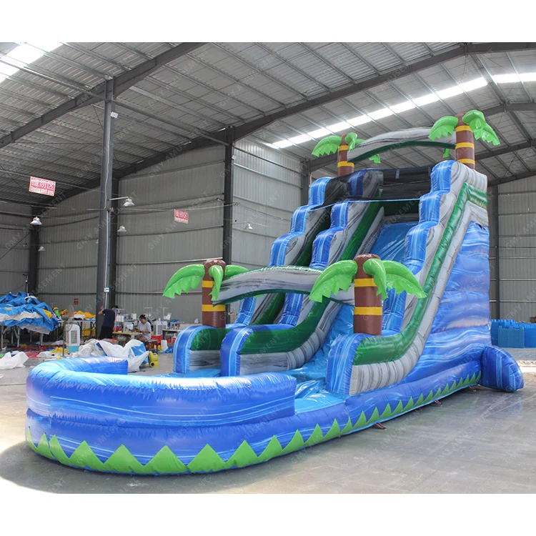 New design palm tree inflatable water slide giant adult game moonwalk backyard inflatable castle bouncy slide for outdoor party