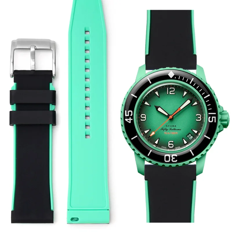 22mm Dual Colors Quick Release Sport Watch Strap for Blancpain X Swatch Orologio New High Tensile Silicone Watch Bands
