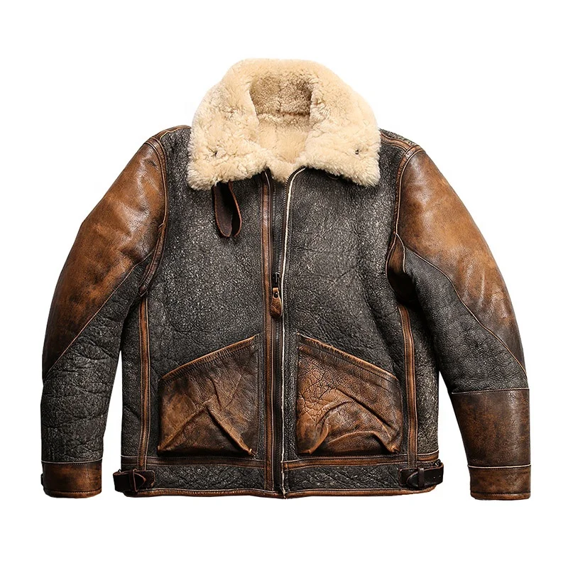 Vintage D3 Bombardier Sheep Skin Jacket - Real Fur Denim Leather Vintage D3 Bombardier Sheep Skin Jacket - Real Fur Denim Leather