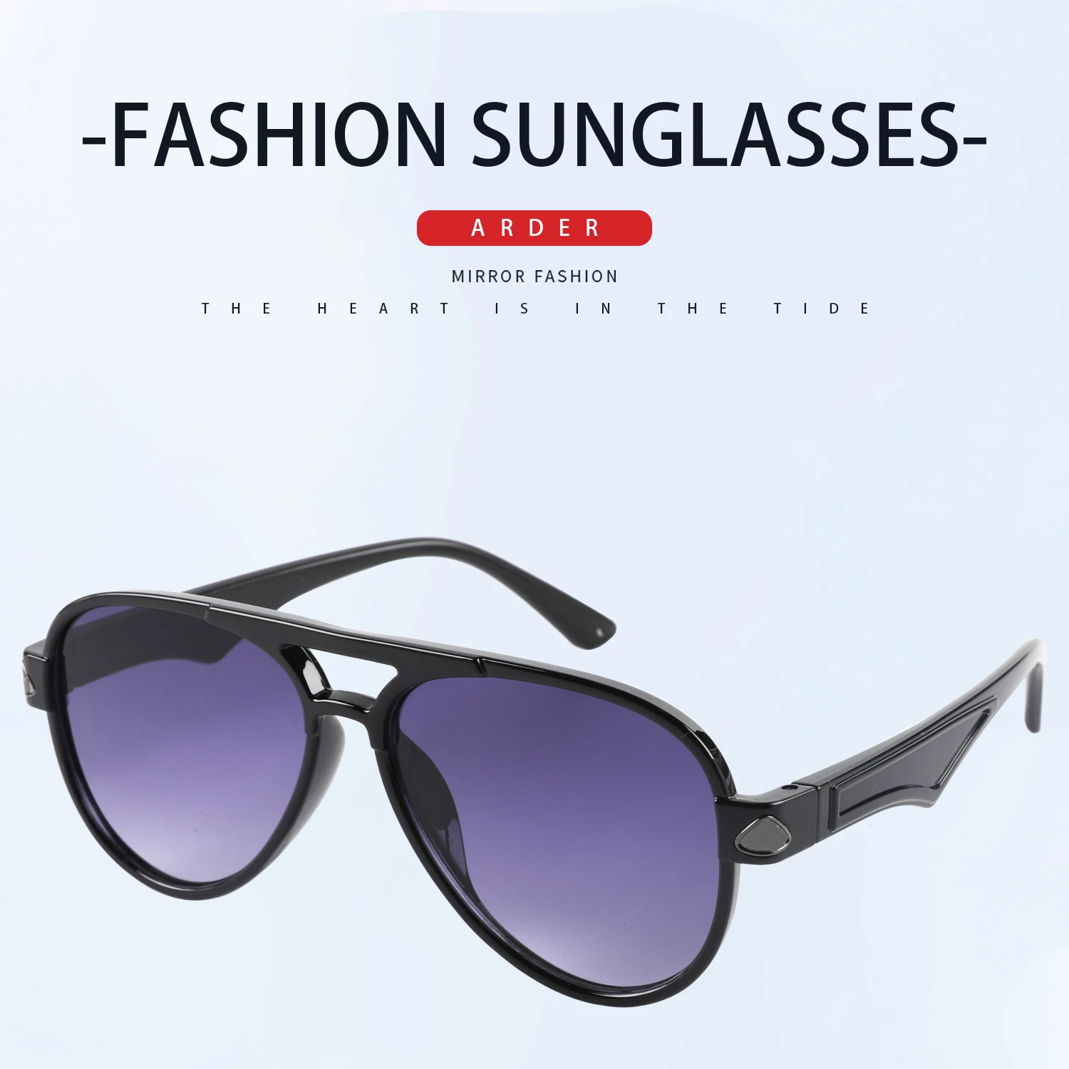 New Ins Ocean Film Fashion Sunglasses Big Frame Double Beam Frog Mirror