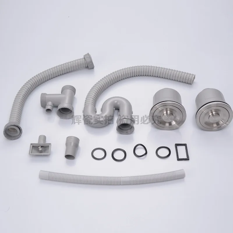Double Head Stainless Steel Kitchen Sink Siphon  304 Stainless Steel Kitchen Sink Double Bowl Siphon / Flexible Drain Pipe