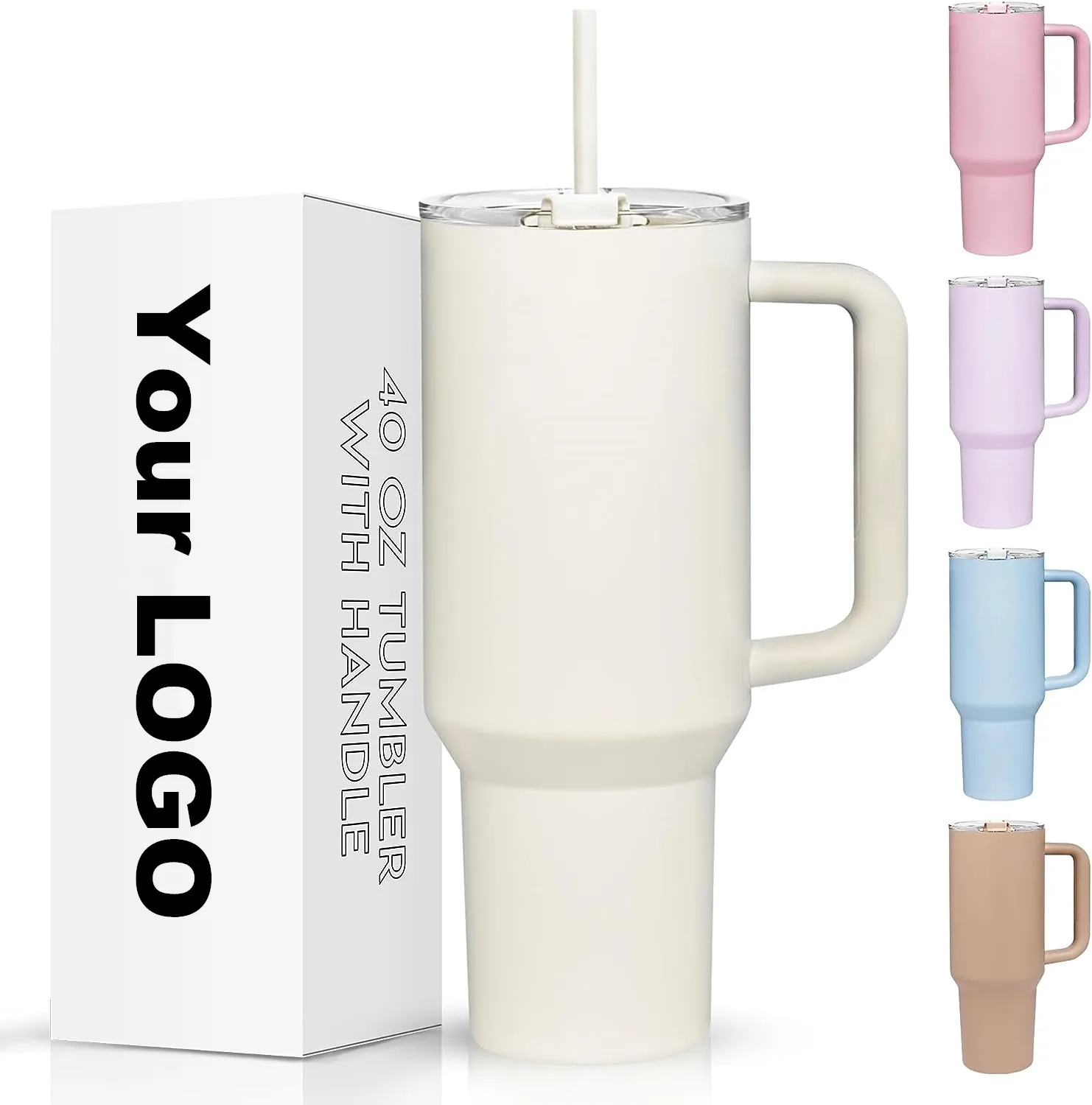 100 Leakproof Travel Coffee Mug 40oz Tumbler With Handle And Straw