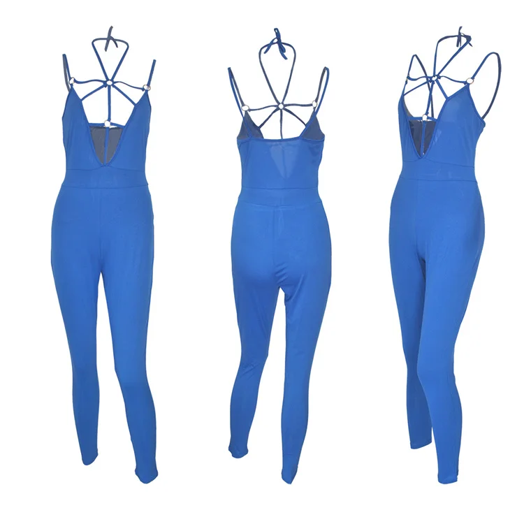 Latest Design Sleeveless Backless Rompers Club Sexy One Piece Plus Size Spring Summer Women Jumpsuit