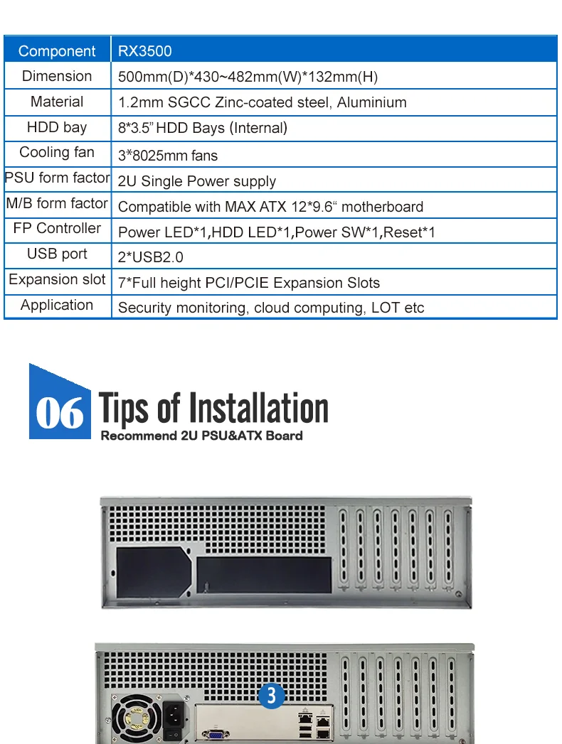 Factory Standard 3U Rack Mount Server Case for Video Surveillance