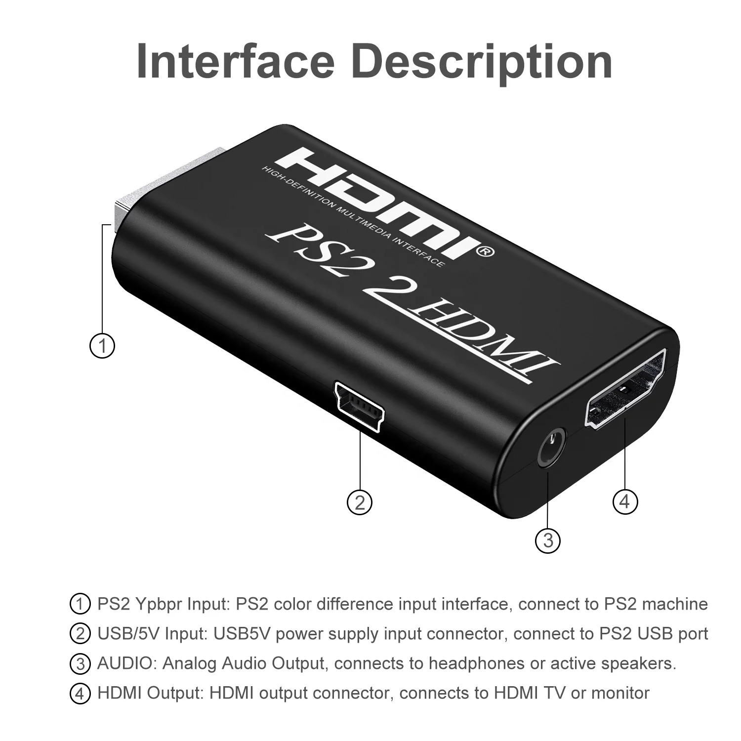 PS2 HDMI Converter Adapter PS2 to HDMI Audio Video Adapter Converter ...