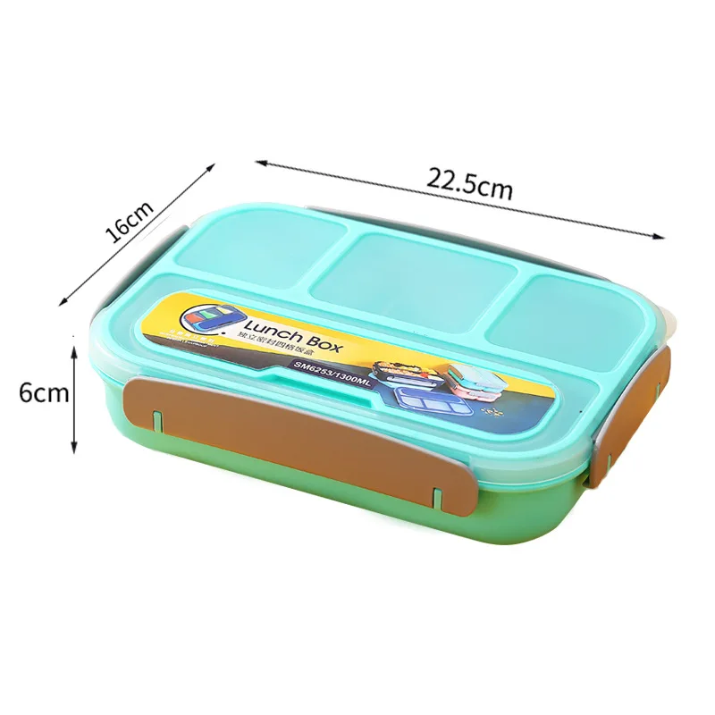 4 Compartment Plastic Office School Lunch Container With Spoon Lunch