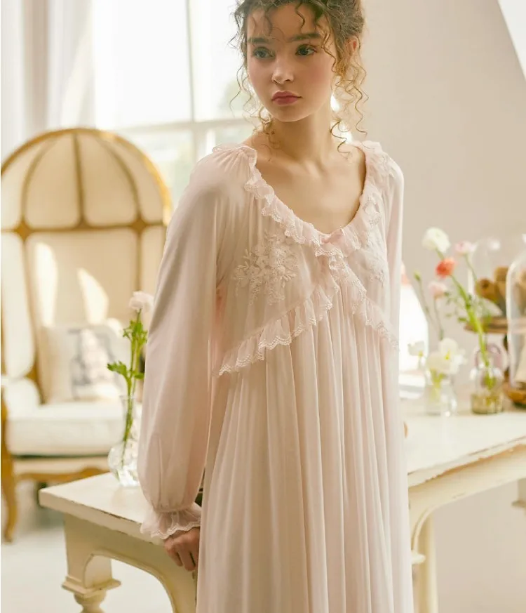 Hanxiuju Princess Royal Elegant Long Nightgowns For Women