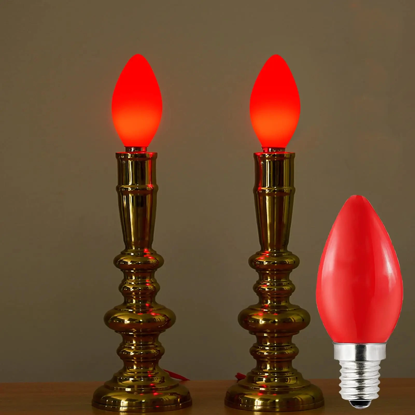 E12/e14 Candle Shape Bulb Led Energy Saving Light Bulb for Buddha Red Lotus God Lamp Light Buddhist for Chinese Wedding