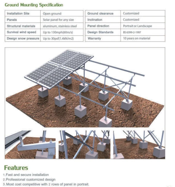 Galvanizing Steel Photovoltaic Pv Solar Panel Ground Mounting System ...