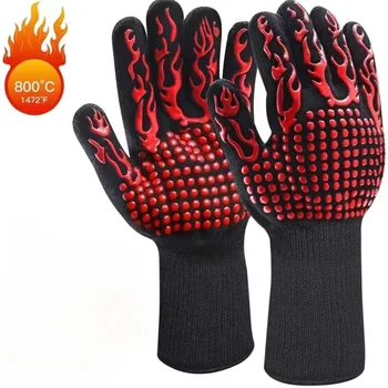 Best Kitchen Potholders BBQ Heat Resistant Cooking Pots Barbecue Silicone rubber Microwave Oven Gloves Mitts