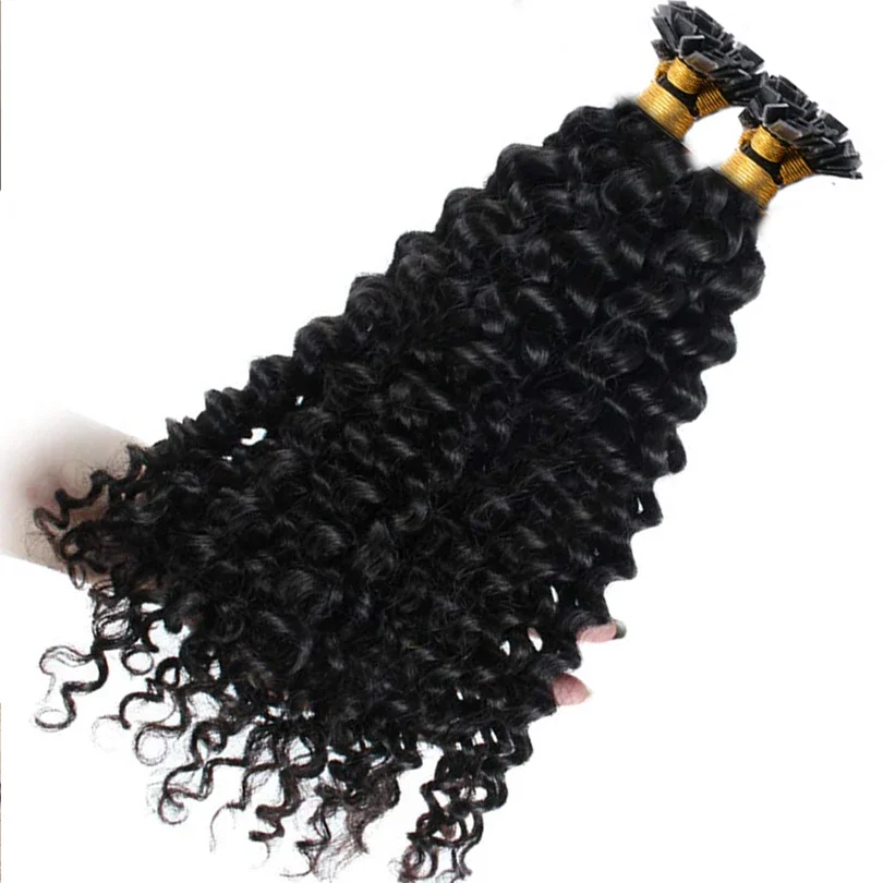 Kıvırcık Düz Uçlu Saç Uzantıları İnsan Saçı Fushion Remy Saç 30 İnç 300 Tel Brezilya Önceden Bağlı Uçlu Saç Uzantıları_voghion.com