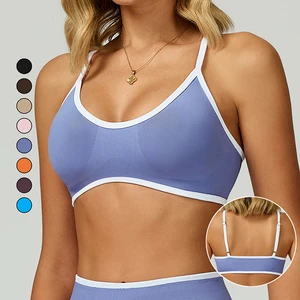Custom Breathable Seamless Sports Camisole Women High Support Hollow Back Yoga Running Training Fitness Workout Active Wear Top