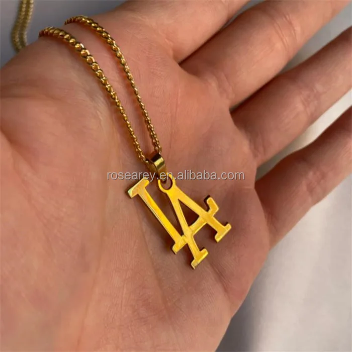 LA Dodgers Initials Charm Los Angeles Necklace Charm in Gold 