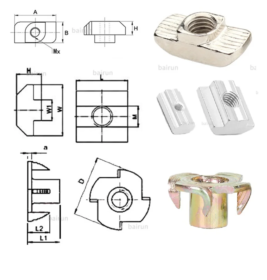 Assorted Cold Heading Steel Weld Nuts – M4 M5 M6 M8 M10 Round Base T-Nuts For Furniture