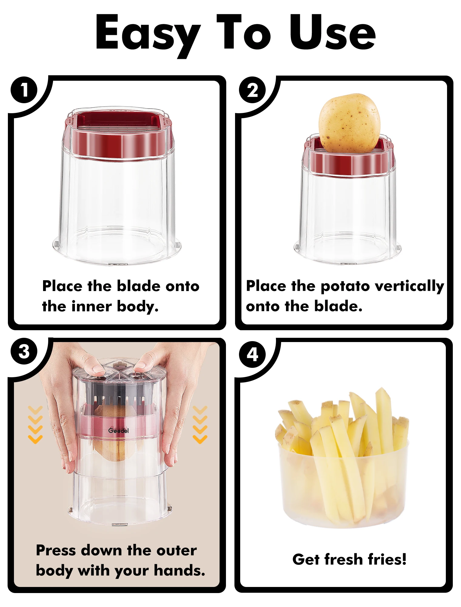 Stainless Steel Manual Food Cutter Quick Press Chopper Dicer for Home Kitchen Fruit Vegetable Tools & French Fry Cutters