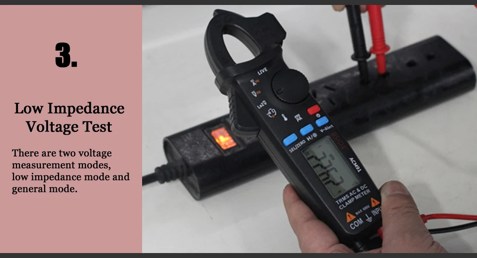 Bside ACM91 Auto Range AC DC uA Ohm Capacitance Temperature V-alert MEAS Digital Clamp Meter with True RMS FCC CE RoHS