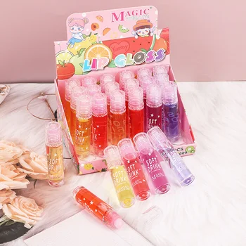 Roll-on Fruit Lip Oil glass lip gloss Moisturizing Long-lasting Hydrating Transparent Lip Balm Cosmetics Wholesale