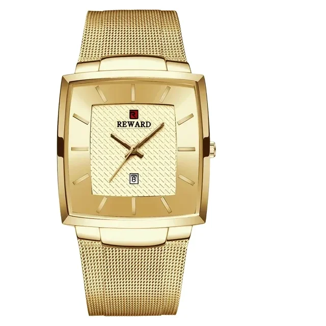 For Men REWARD 62009 Special Male Quartz Watch Activity Mesh Band Waterproof Auto Date Simple Business Watch Kit