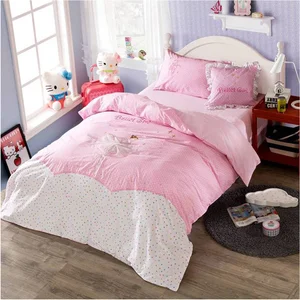 Breathable Warm 3D Printed Cartoon Duvet Cover Pure Cotton Fitted Sheet Four-Piece Kids Bedding Set