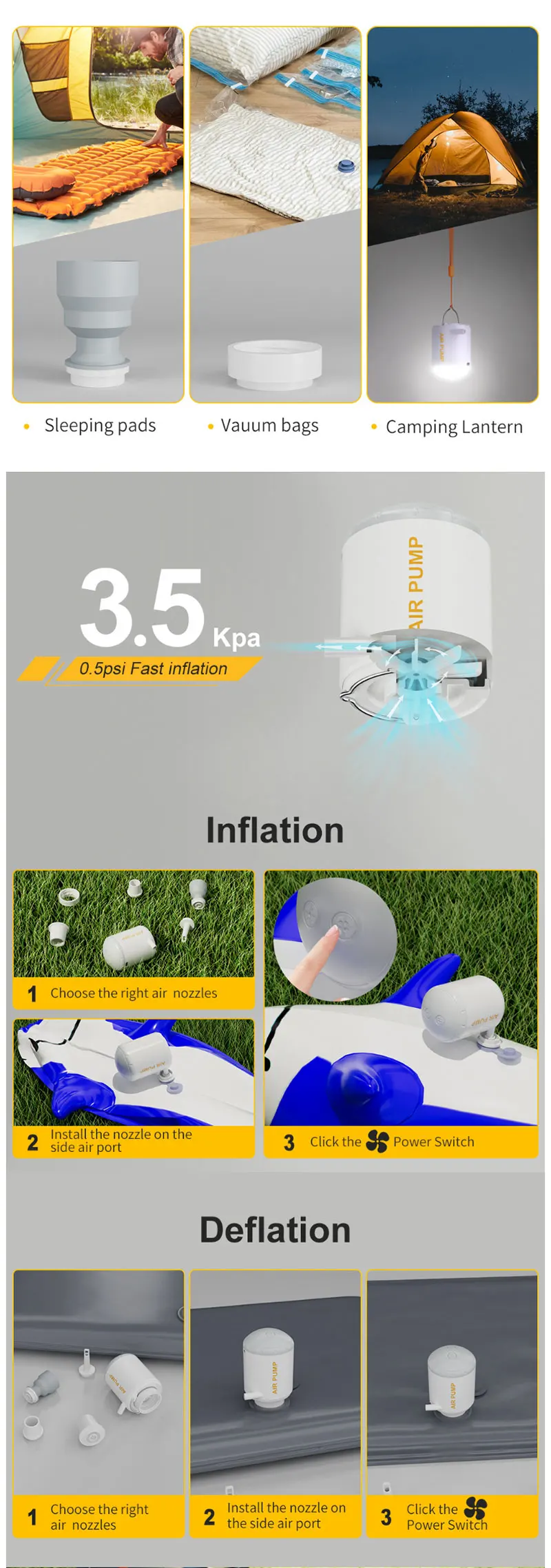 Outdoor Wireless Air Pump Camping Air Cushion Bed Air Charging