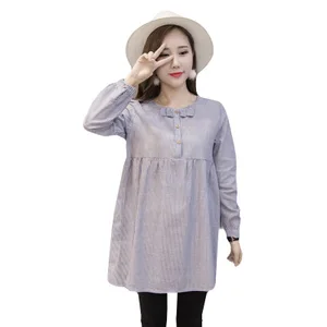 Spring and Autumn New Maternity Fashion Striped Bow Maternity Dress Base Skirt