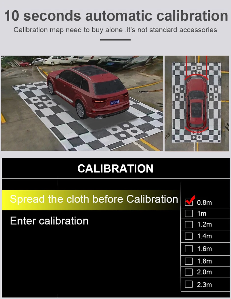 Greenyi Calibration Cloth 360 Degree Car Camera System Fullautomatic
