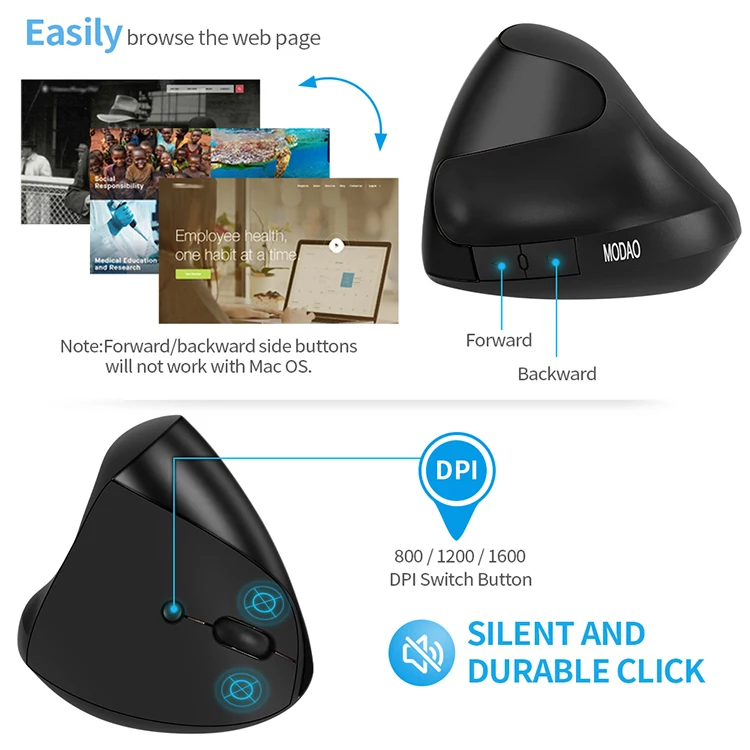 New Product 6D Ergonomic Vertical Computer Usb Wireless Mouse