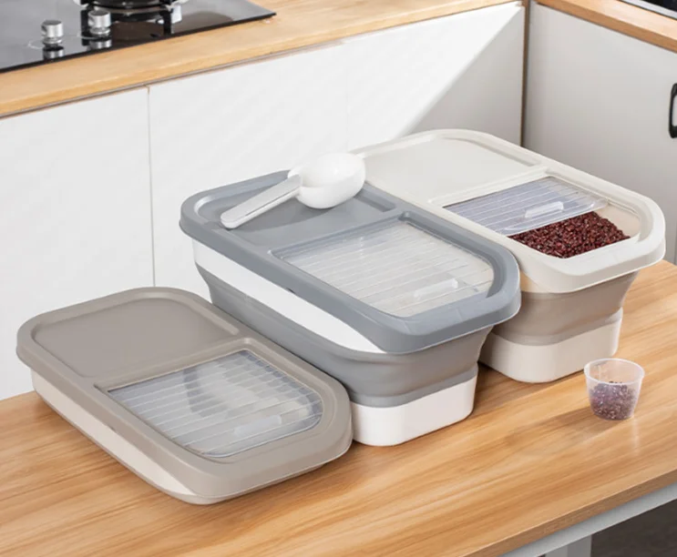 Amazon Hot Sale Collapsible Dog Food Storage Container Folding Pet Food Container With Lids