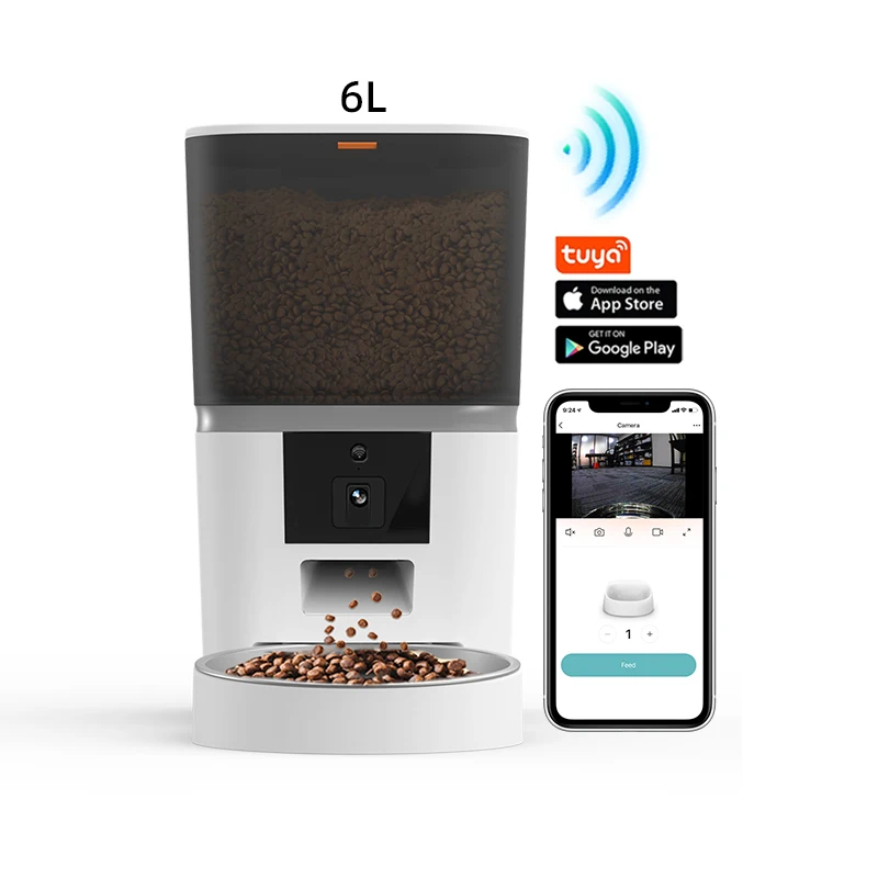 Tuya APP Control 6L Automatic Pet Feeder with Camera