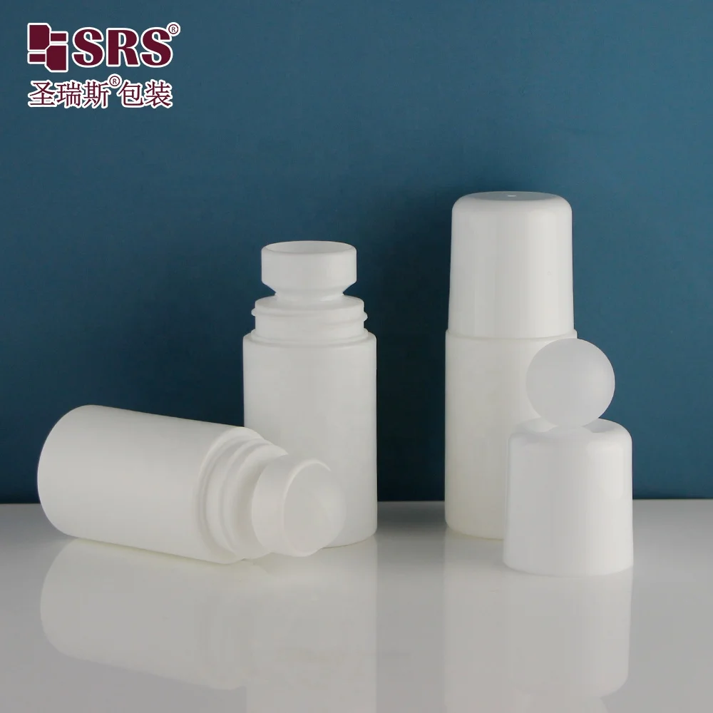 White Color PCR Empty Packaging 60ml Roll on Bottle With Three Kinds of Cap