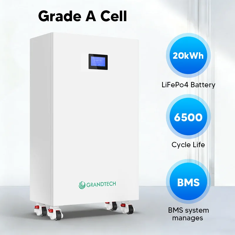 Batteria LiFePO4 da 48 V, 400 Ah, resistente, Powerwall solare da 20 kWh, batteria al litio-ion per accumulo energetico domestico, 6500 cicli, garanzia di 5 anni