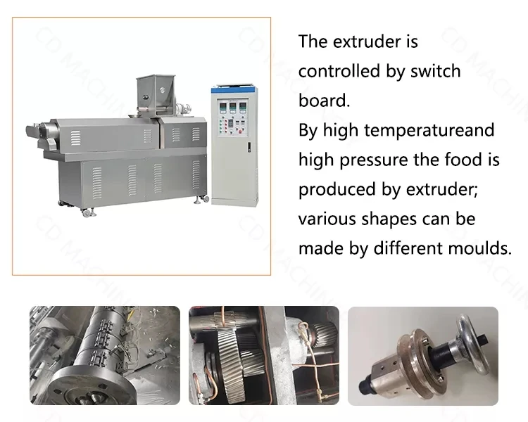 Stainless food grade automatic corn puffs snack food extruder puffed rice inflated snacks making machine