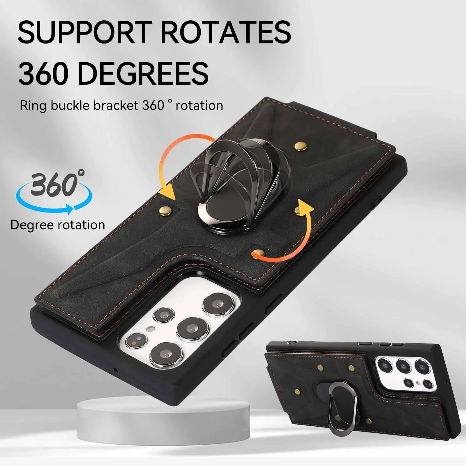 Magnetic Ring Stand Wallet Card Phone Case for Samsung Galaxy A54 A53 A52 A13 A14 A34 4G 5G 360 Rotation Ring Holder Back Cover