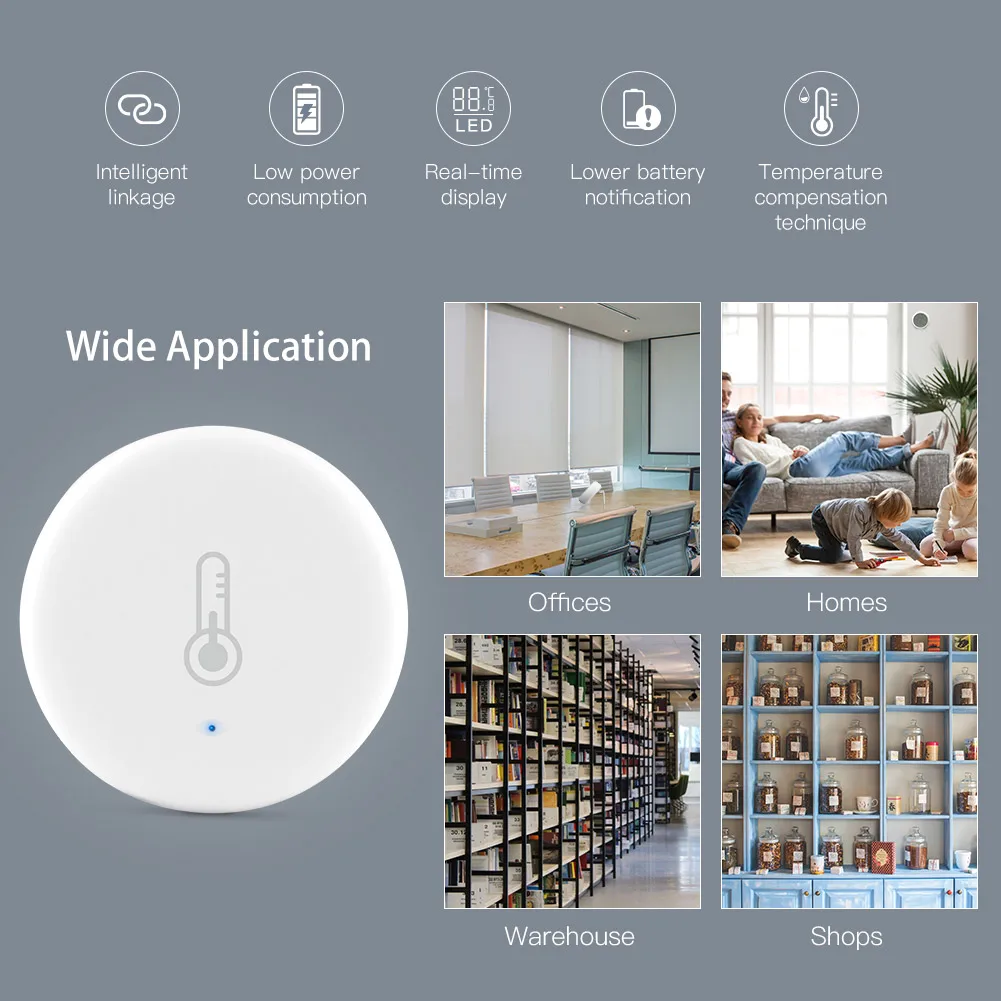 1 Pcs Tuya Smart Zigbee LCD Temperature and Humidity Sensor Wireless  Detector Intelligent Linkage Support Alexa Google Home