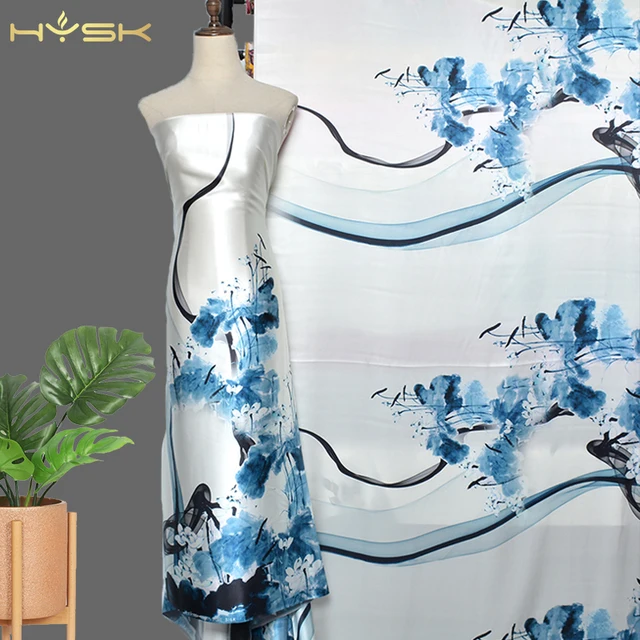 New design hysk supplier shiny foulard soie hijab digital printing charmeuse 100% silk print satin fabric italian china