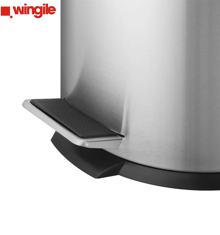 Factory Price BSCI Certification Recyclable Pedal Bin Round Stainless Steel Matt Finished 3L/5L/12L/20L/30L