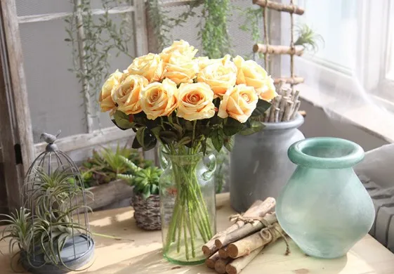 Rose Artificiali Con Gambo Singolo, Rose Di Seta Realistiche - Foto 9