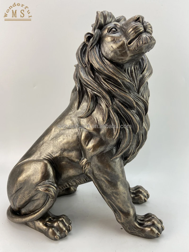 Resin lion sculpture polyresin animal ornament mother and son crafts ceramic statue gold polistone figurine home decoration