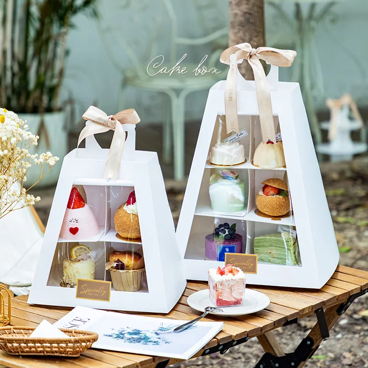 Multi-layer Cupcake Stand Dessert Cake Stand Portable Dessert Stand Birthday Party Afternoon Tea and Cake 3 Tier Pyramid Box